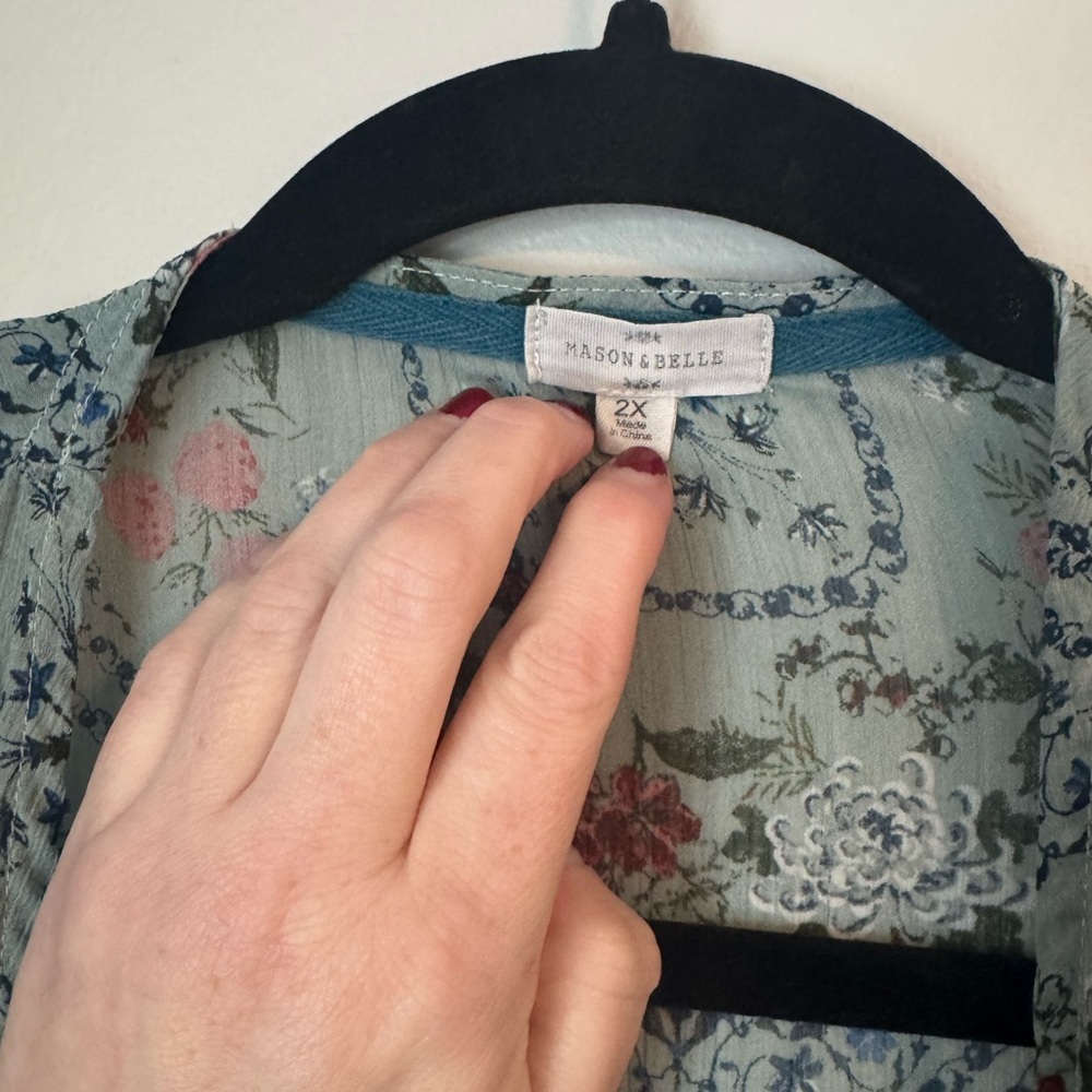 Floral Lace Kimono Cardigan - Blue and Red - Picture 3 of 5